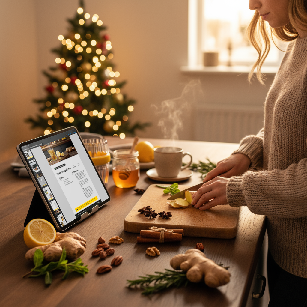Starter Set: Ingwerpresse + 40 Ingwershot-Rezepte + 40 Wintergetränke