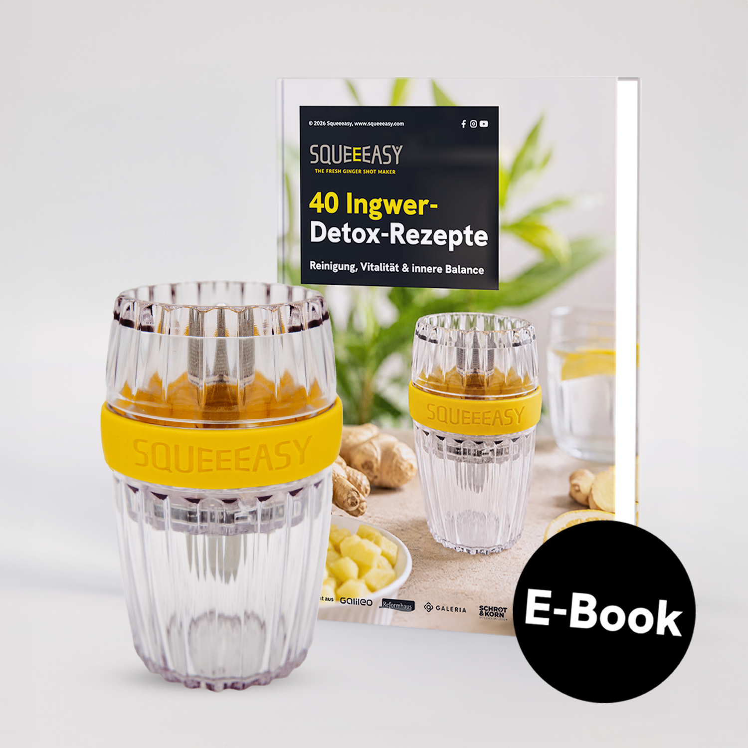 Detox-Bundle: Ingwerpresse + 40 Ingwer-Detox-Rezepte
