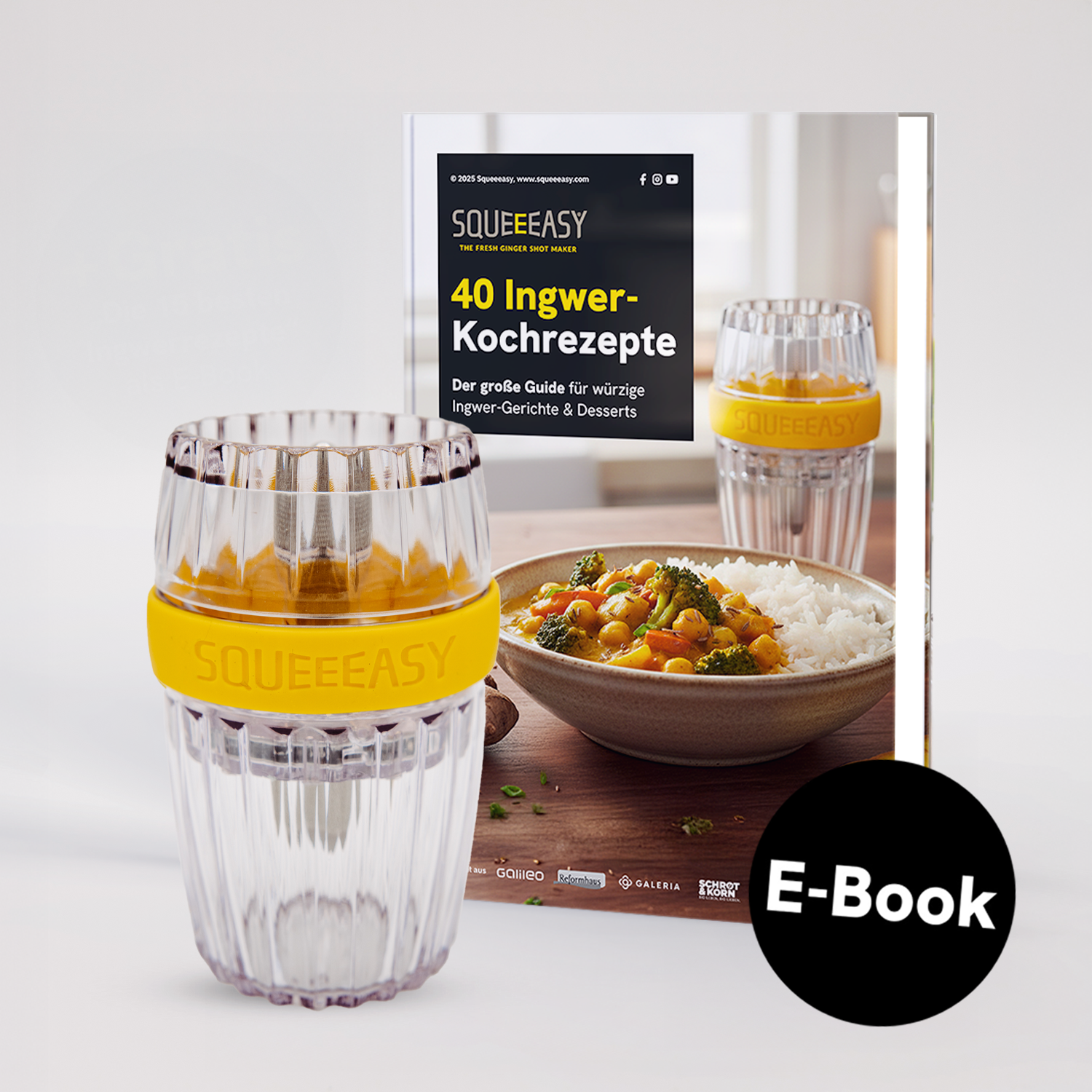 Ingwer-Kochbundle: Ingwerpresse + 40 Ingwer-Kochrezepte