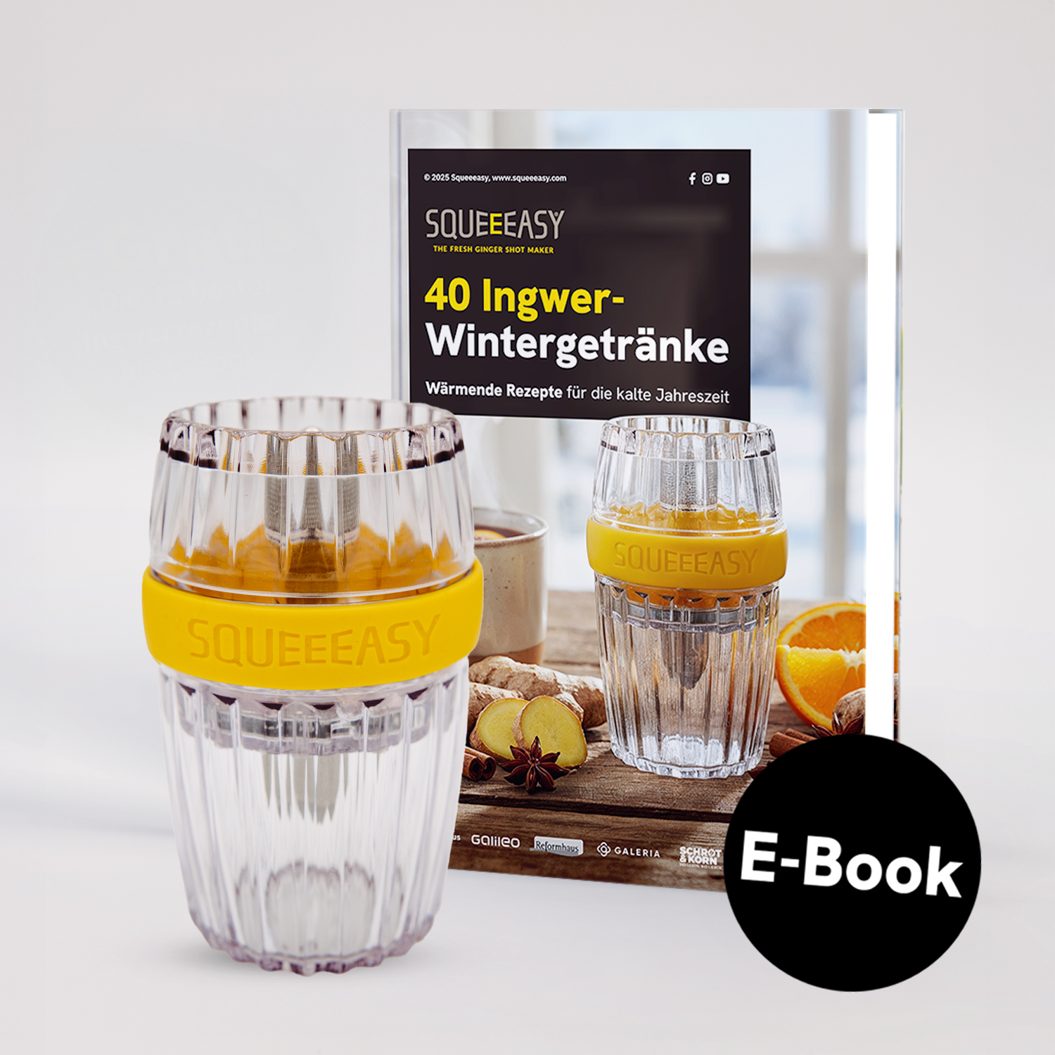Winter-Bundle: Ingwerpresse + 40 Ingwer-Wintergetränke-Rezepte